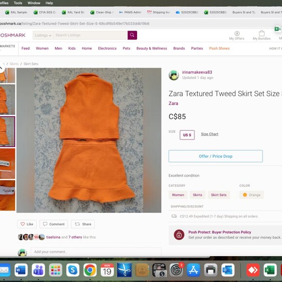 Zara Textured Tweed Skirt Set Size S - Picture 6 of 8